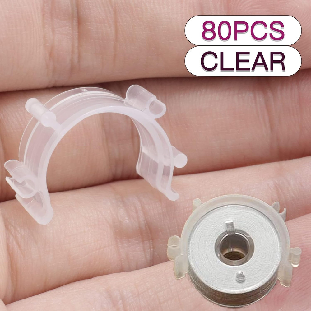 80Pcs Sewing Bobbin Clips, Clear Bobbin Holder, Plastic Thread Clamps Spools Org
