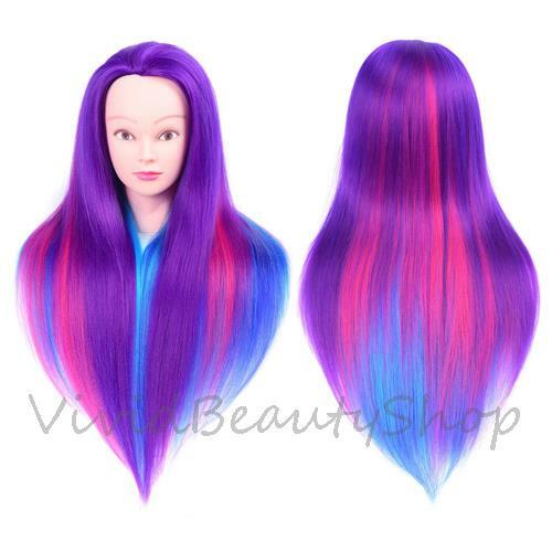 31" Cosmetology Mannequin Hair Hairdresser Training Manikin Doll Wig Head Purple
