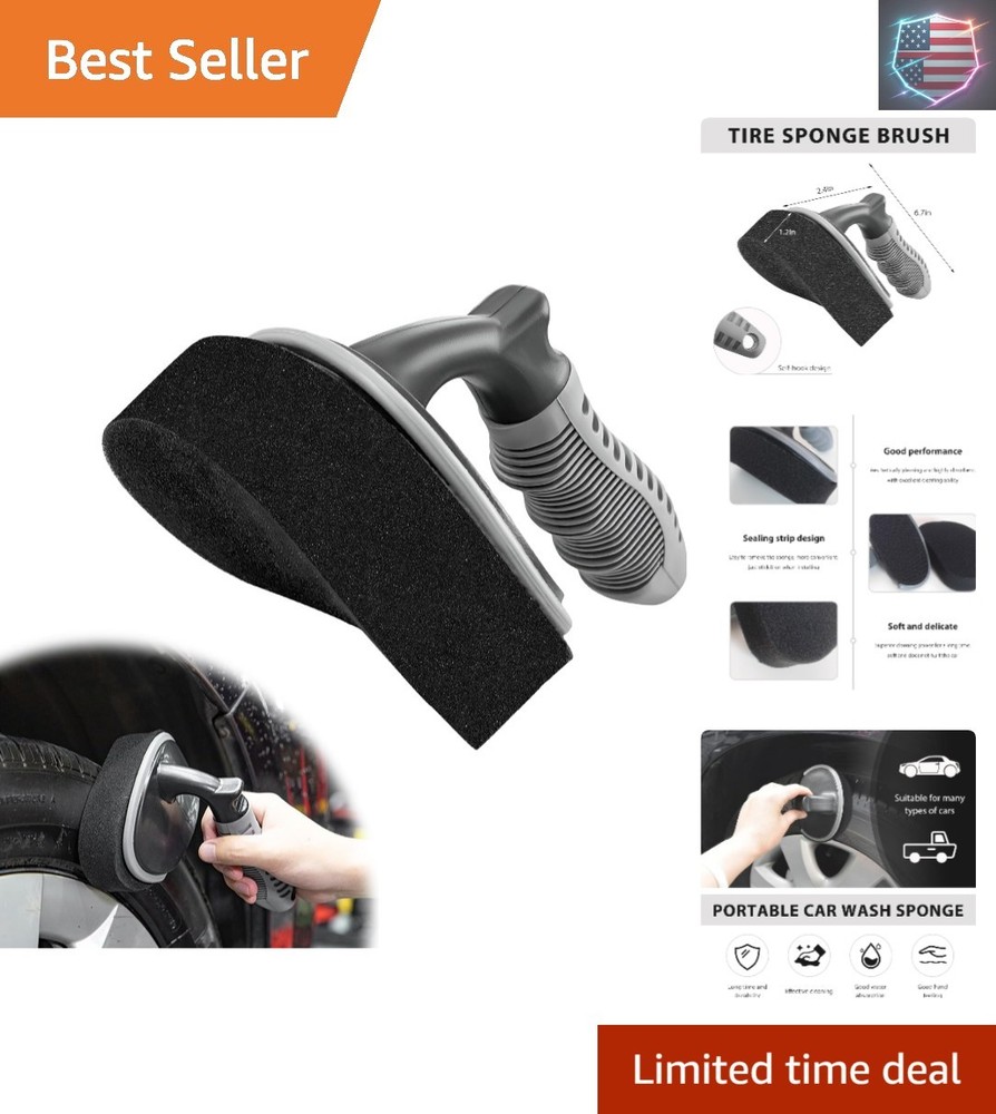 High-Density Sponge Tyre Dressing Applicator Pad with Curved Handle, Reusable...