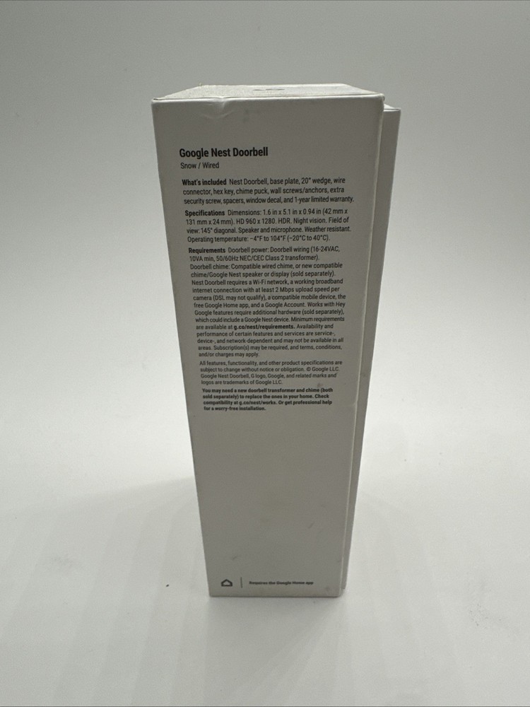 Google Nest Doorbell Wired 2nd Generation