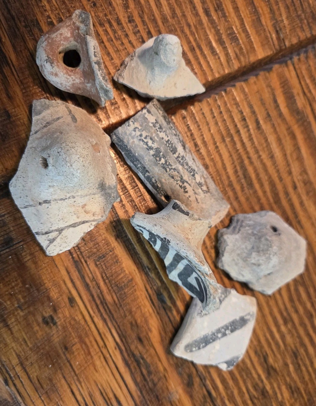 Prehistoric Anasazi Black On White Pottery Partial Ladle Dipper Handle Arizona