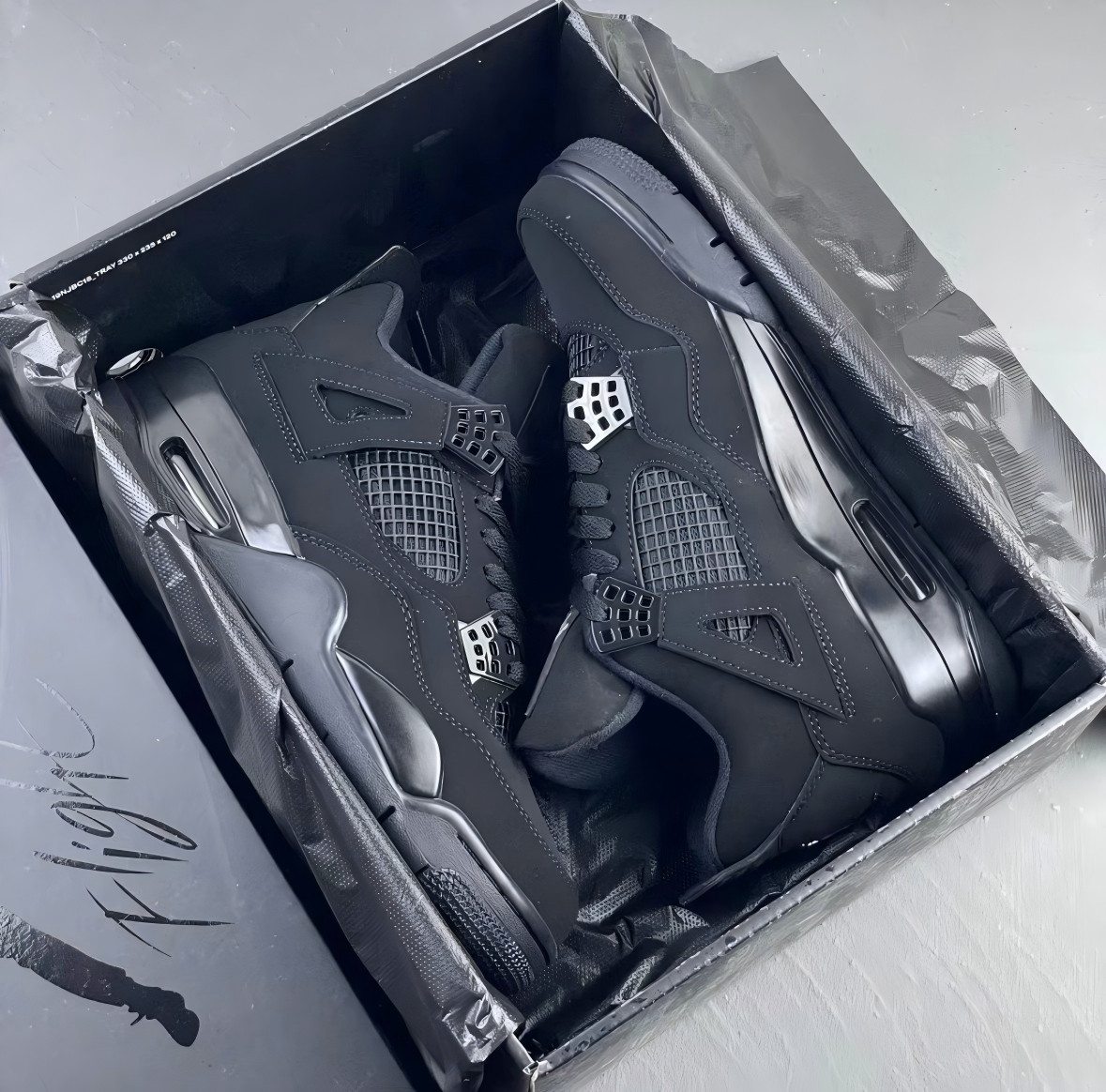 Jordan 4 ''Black Cat'' retro Basketball Men's Size Shoes- Black Mid Top Shoes