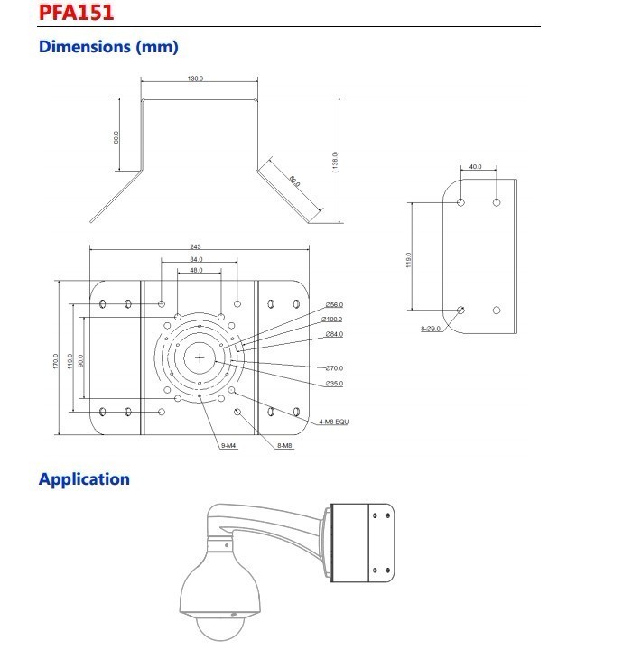 DAHUA Corner Mount Bracket PFA151 for PTZ Camera Installation