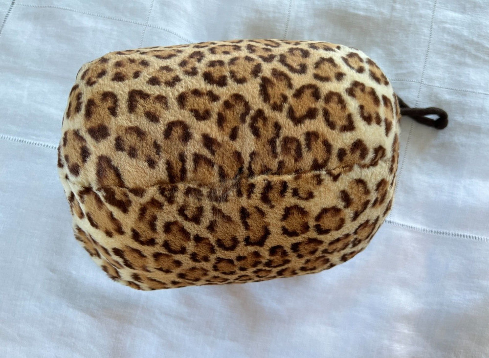Vintage Muff Leopard Pattern Rabbit Hand Warmer Strap Fur