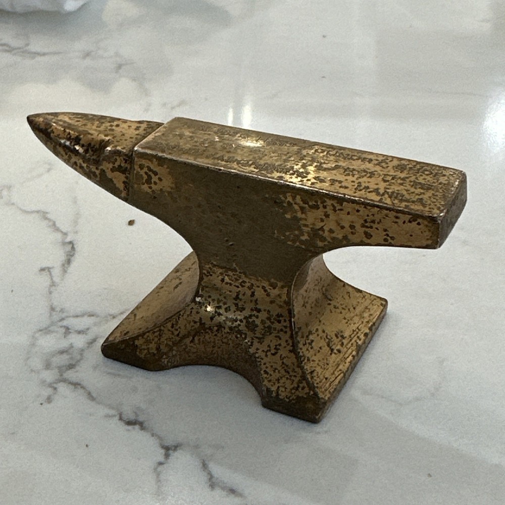 Vintage Mini Brass Anvil Marked