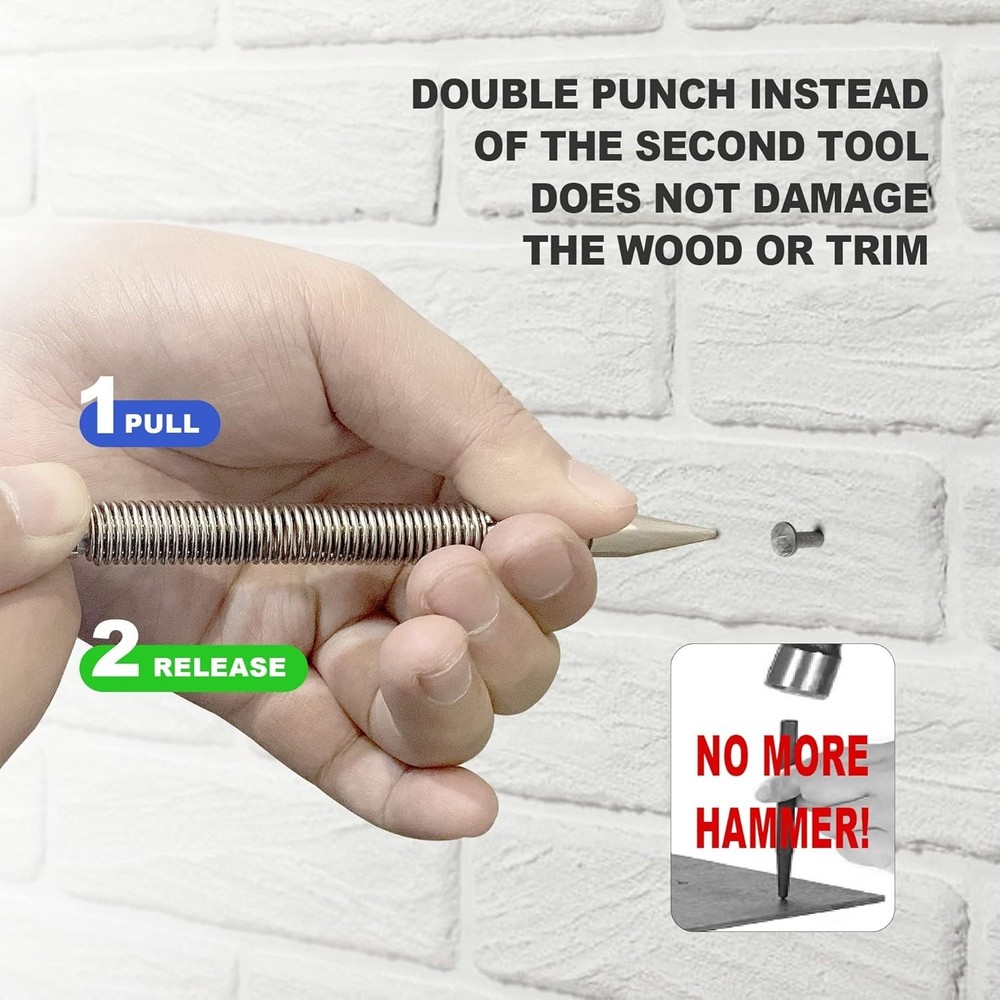 Spring Loaded Nail Set Tools2Pcs Dual Head Nail Setter and Hinge Pin