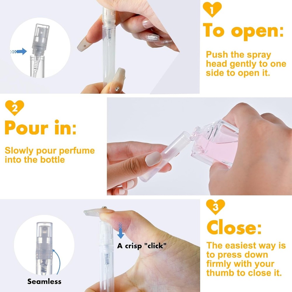 Perfume Travel Refillable Bottle Cologne Sample Dispenser Tiny Mini Small 10 Pcs