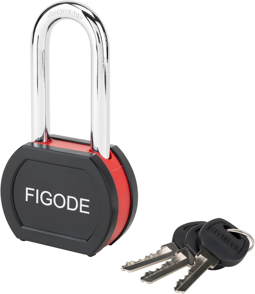 ® Black Covered Solid Steel Padlock with Key, High Security Heavy Duty Lock, 2-3