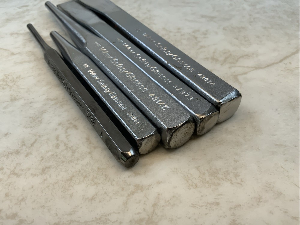 CRAFTSMAN 4302, 5pc PUNCH & CHISEL Set, Dusty Case, USA Made