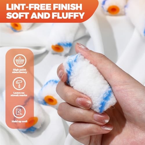 50 Pcs Microfiber Mini Paint Rollers High Density Microfiber Paint 2 Inch