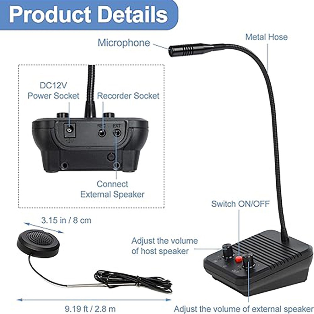 Counter Window Intercom Dual-Way Intercommunication Speaker for Bank Office