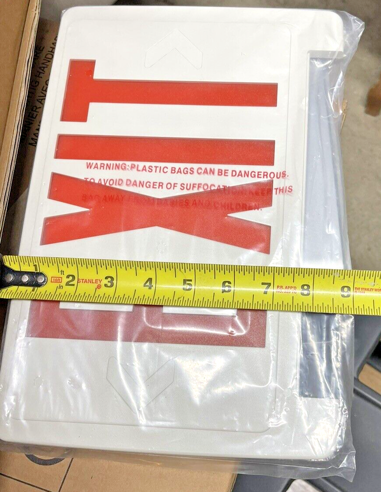 New REPLACEMENT Emergency EXIT LIGHT COVERS Red WHITE PLASTIC SIGN 12.5"x 8.5"