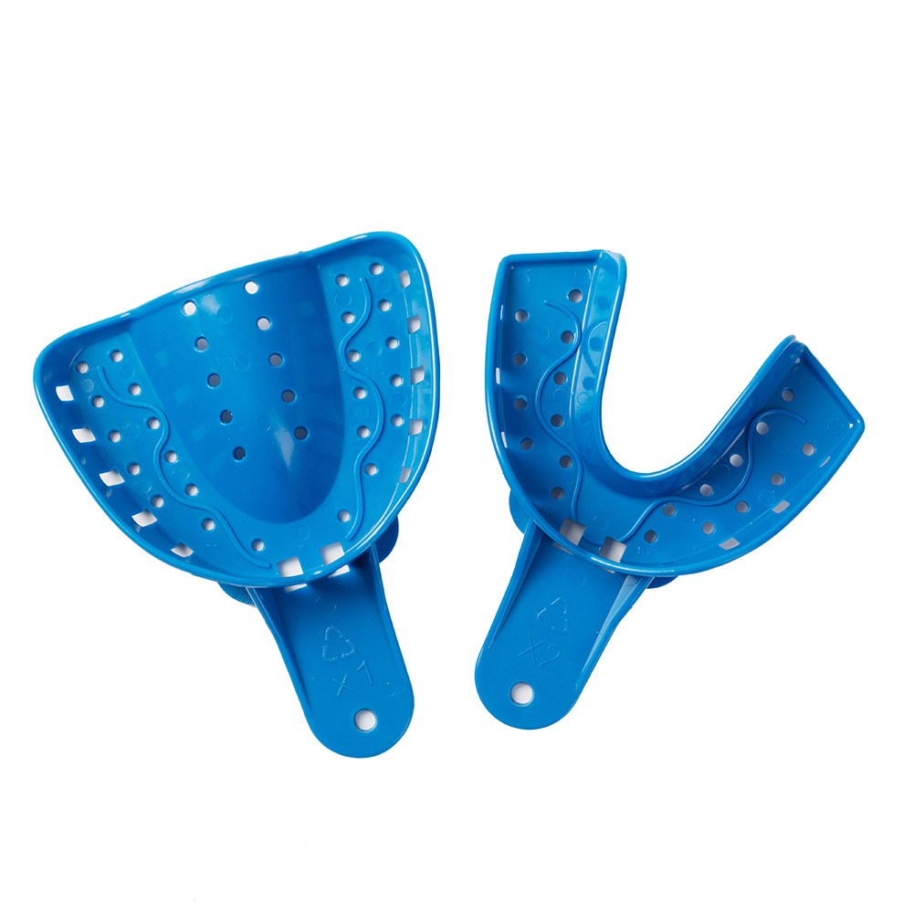 12 pcs Dental Impression Trays Perforated Plastic Autoclavable Upper/Lower L/M/S