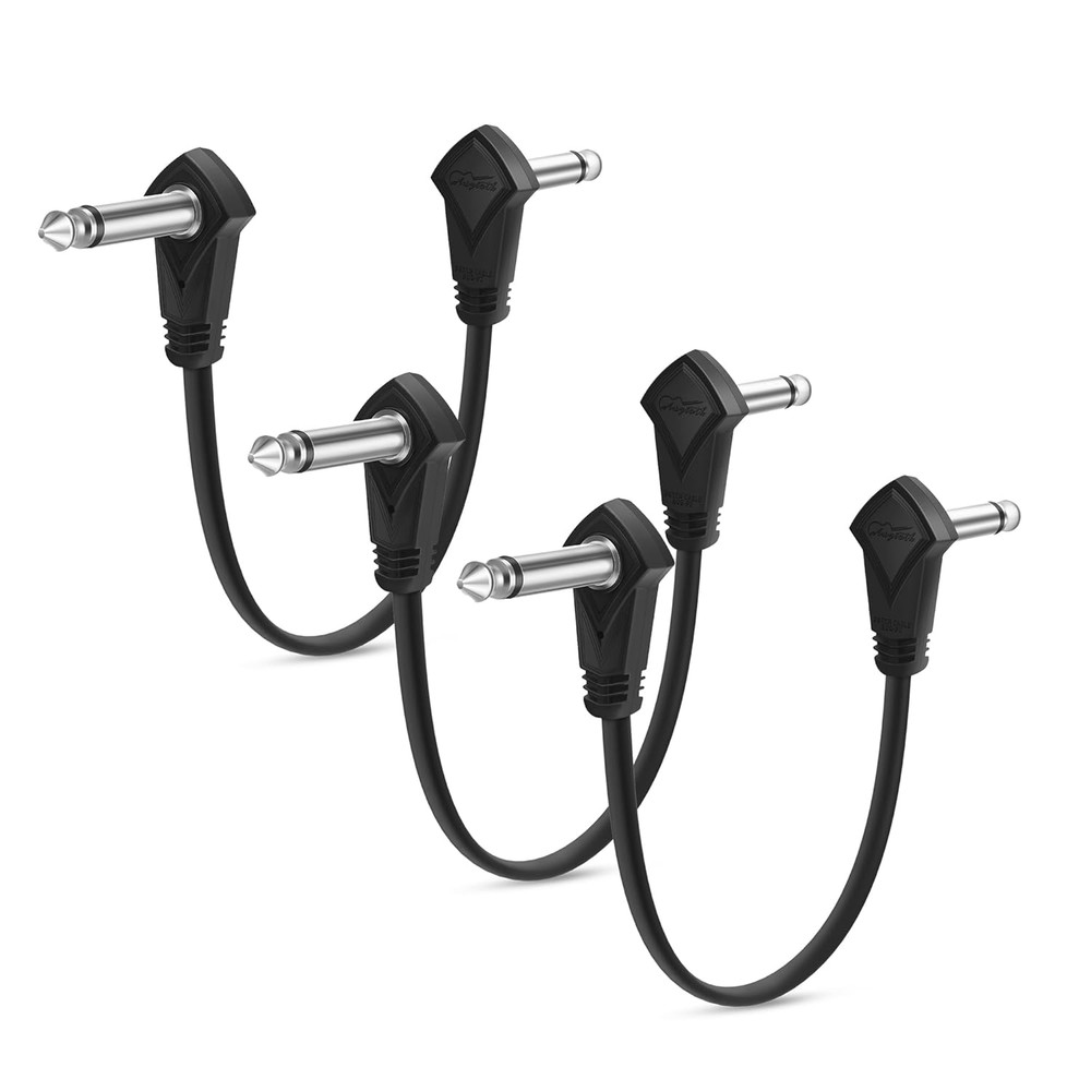 3-Pack 6-Inch Right Angle Guitar Patch Cables for Effect Pedals