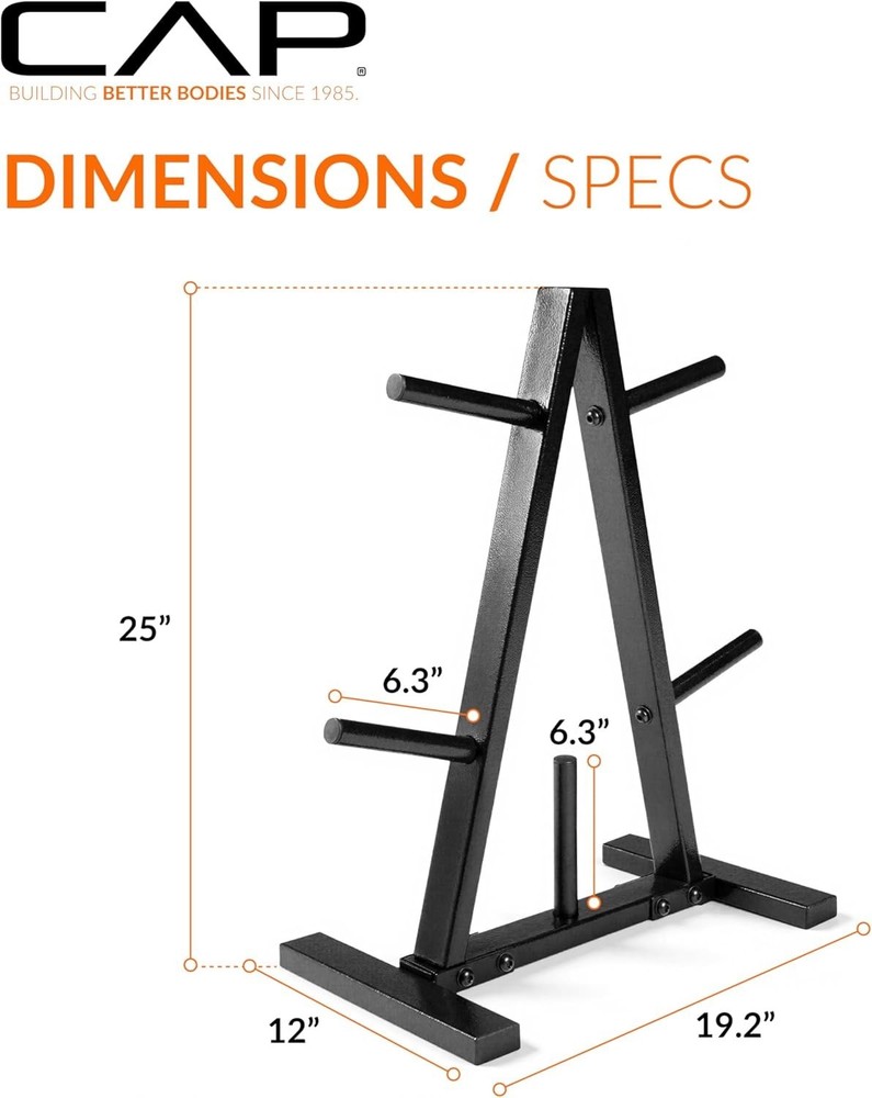 Efficient Space-Saving Weight Plate Rack - 5 Posts for 1-Inch Plates, 300 lbs