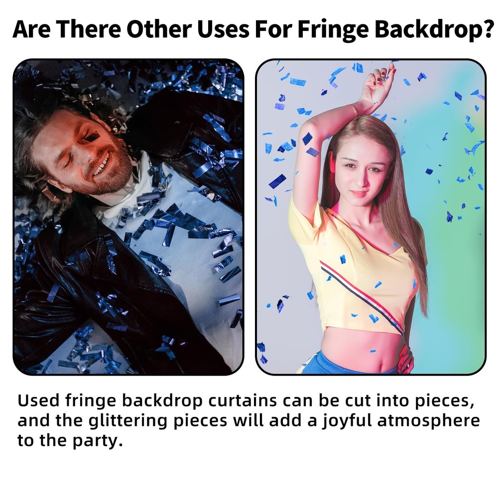 Blue Streamers Party Decorations 3.3x8.2ft, 2 Pack Dark