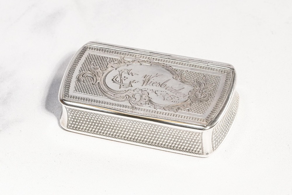 Intricate Engine Turned Pattern Antique Victorian 800 Silver Snuff Box