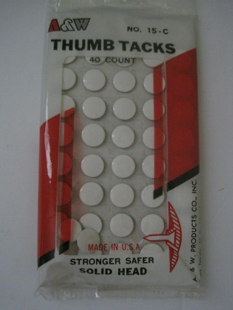 A & W Thumbtacks 40 Count NIP