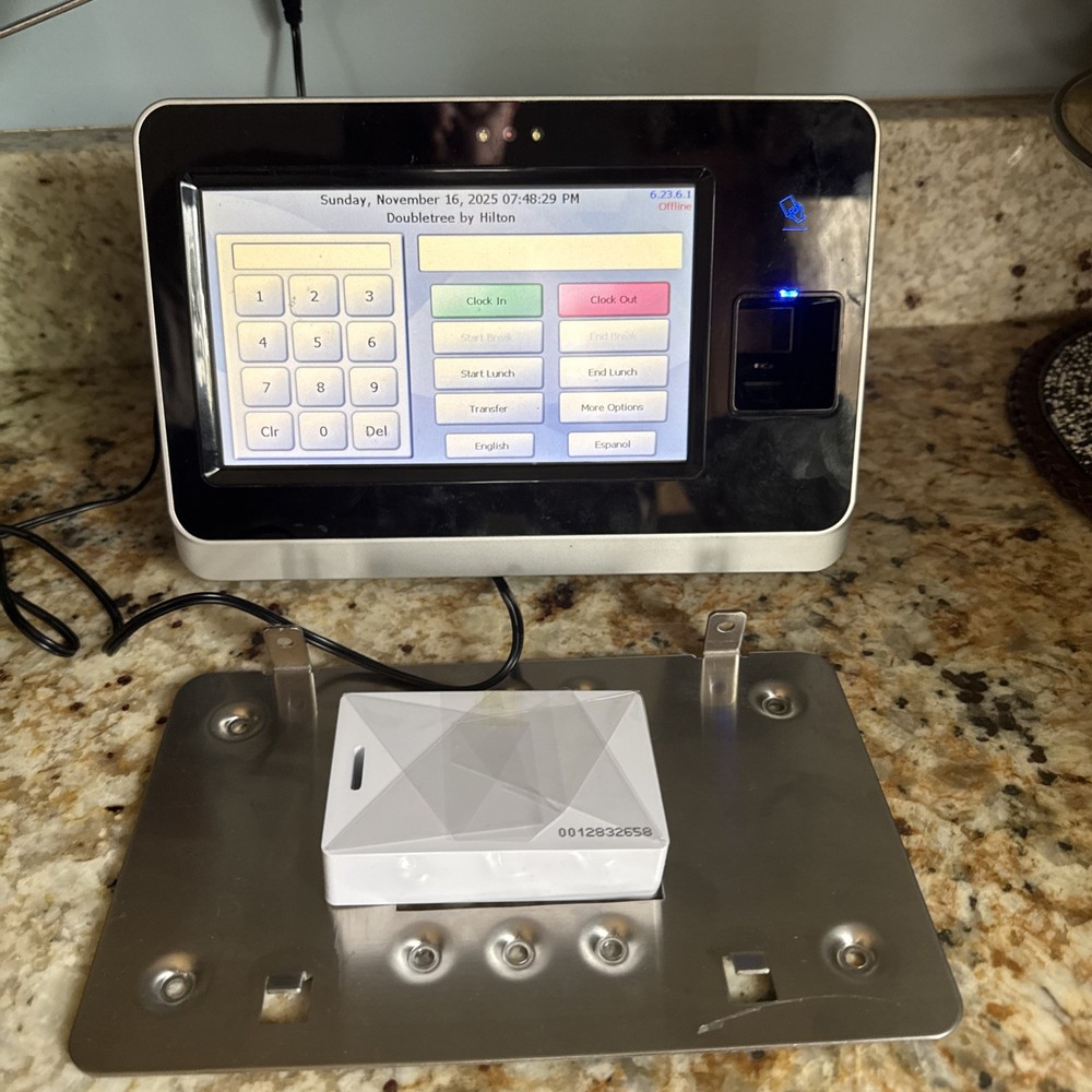 Paychex PX3500 Time Clock Biometric Fingerprint Reader Mounting Bracket & Cards