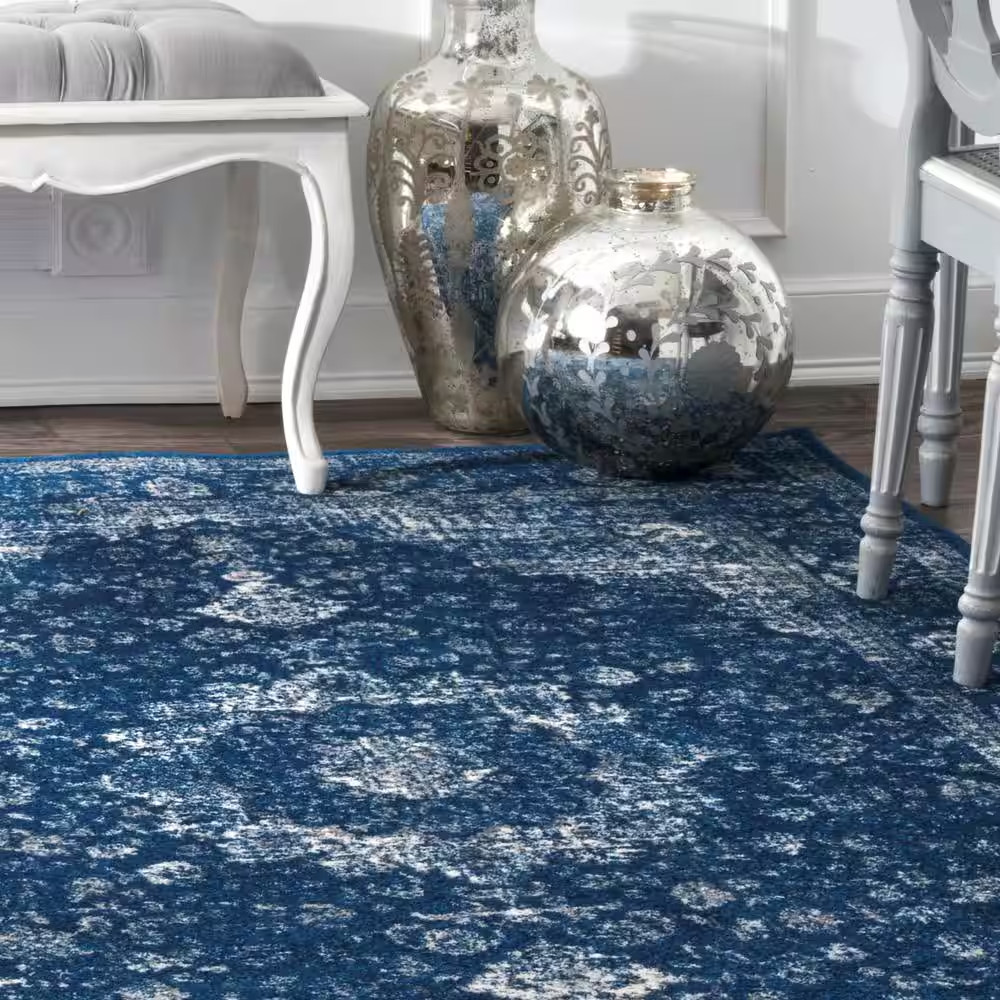 Verona Vintage Persian Dark Blue Doormat 2 Ft. X 3 Ft. Area Rug