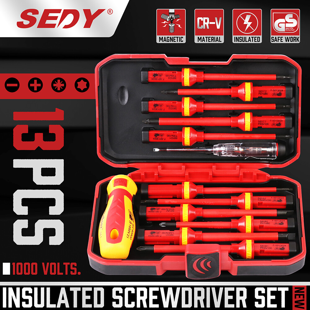 13pc Electrician Insulated Magnetic Screwdriver Set 1000V VDE & GS Certified Pro