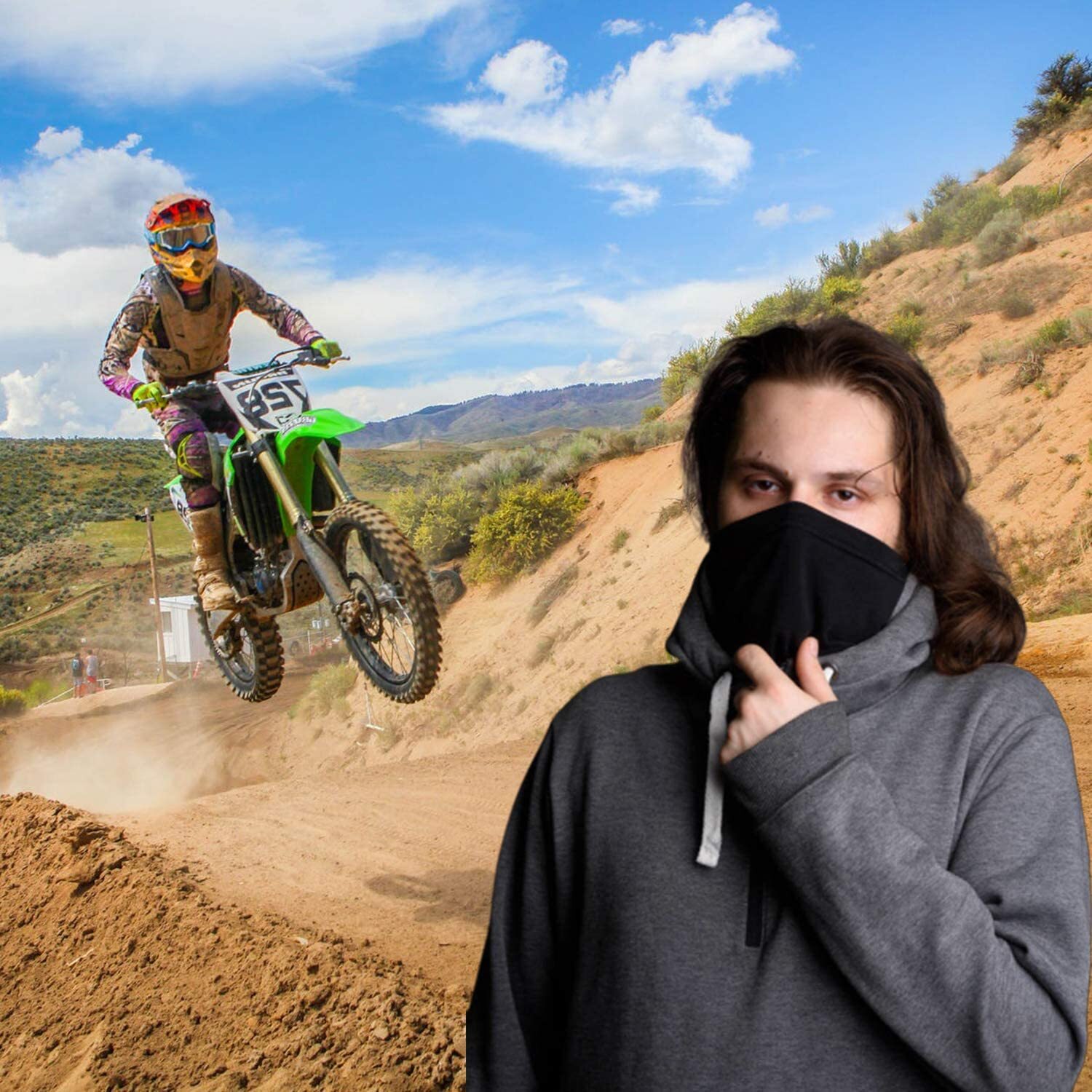 Neck Gaiter Face Cover Scarf Windproof UV Protection Bandana Mask for Men Women