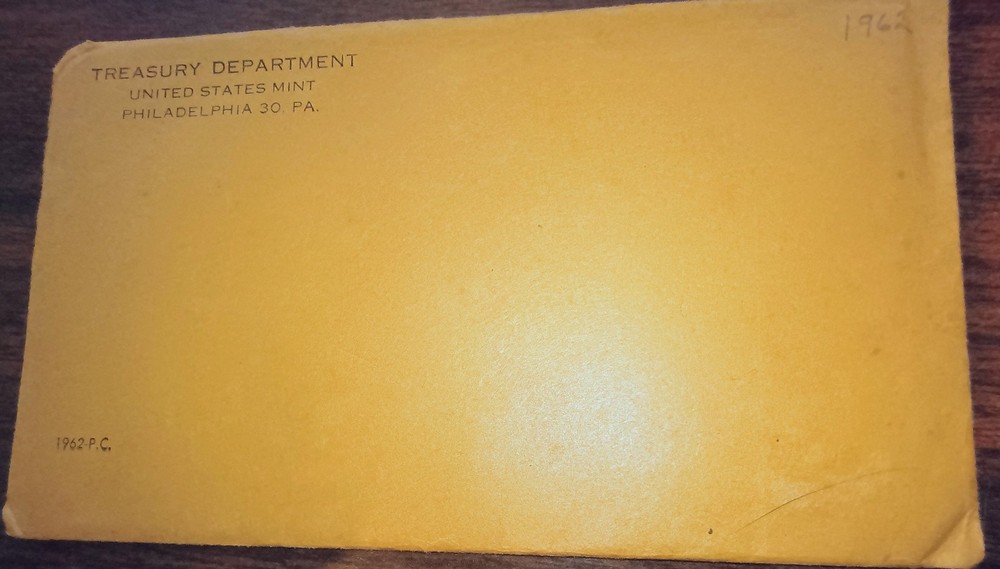 1962 Proof Set Envelope with cardboard and Mint insert  -  No Coins   .99 Ship