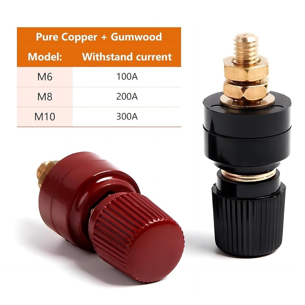 Pure Copper Remote Battery Terminal Sbinding Post 2Pcs M8（5/16"）