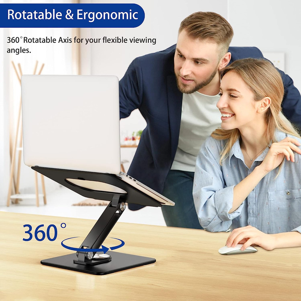 LSX7 Laptop Stand with 360 Rotating Base, Ergonomic Adjustable Notebook Riser Ho