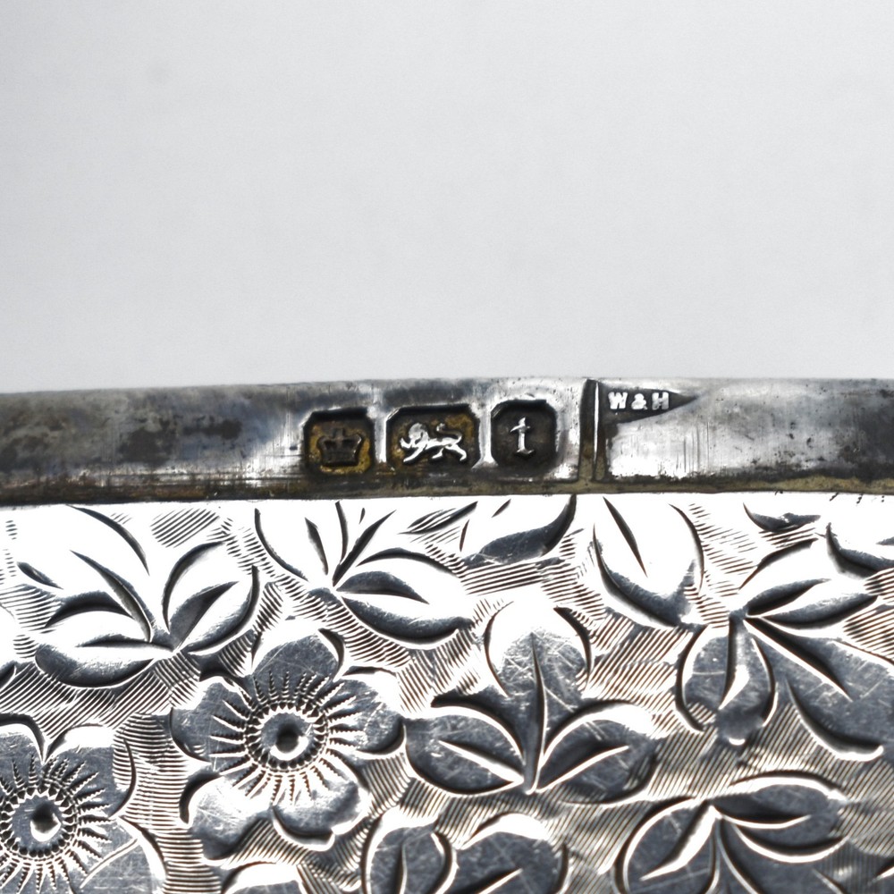Large Solid Silver Antique Vesta Case Match Safe Floral Ivy Pattern 1918