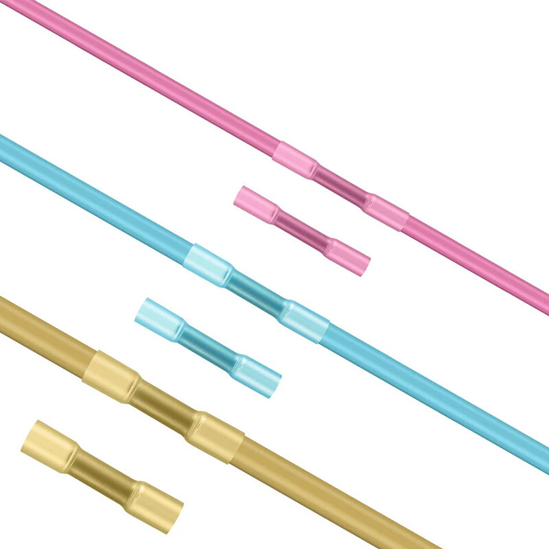 100Pcs 22-16AWG Red Heat Shrink Wire Butt Connectors Waterproof Splice Terminals