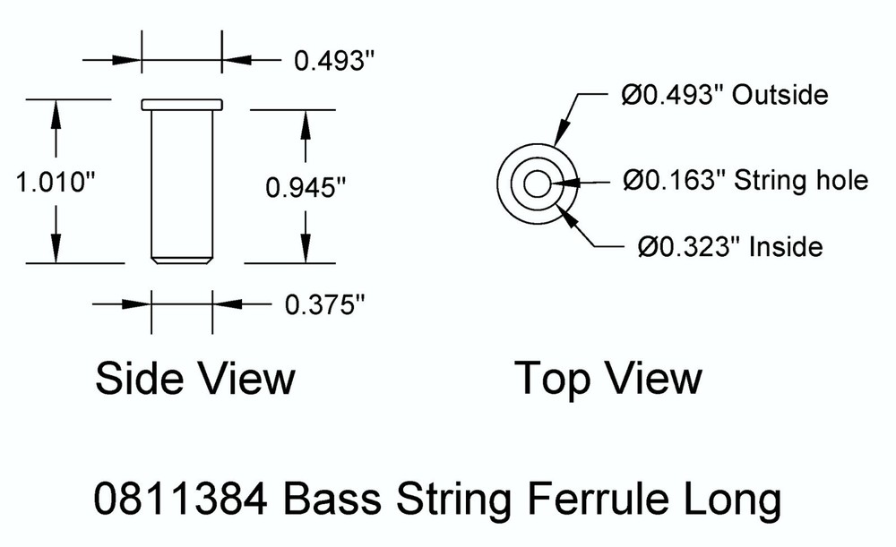 Ferrule String Bass Deep Rear 3/8 Inch Chrome 6 String 0811386CH