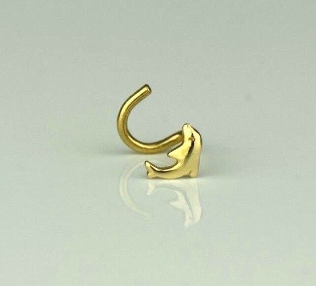 14k Yellow or White Gold Dolphin Screw Piercing Stud