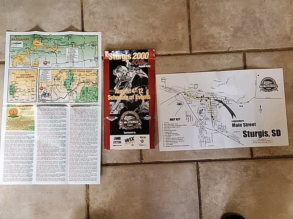2000 Sturgis 60th Annual Rally Map/Schedule + 2 Other Maps