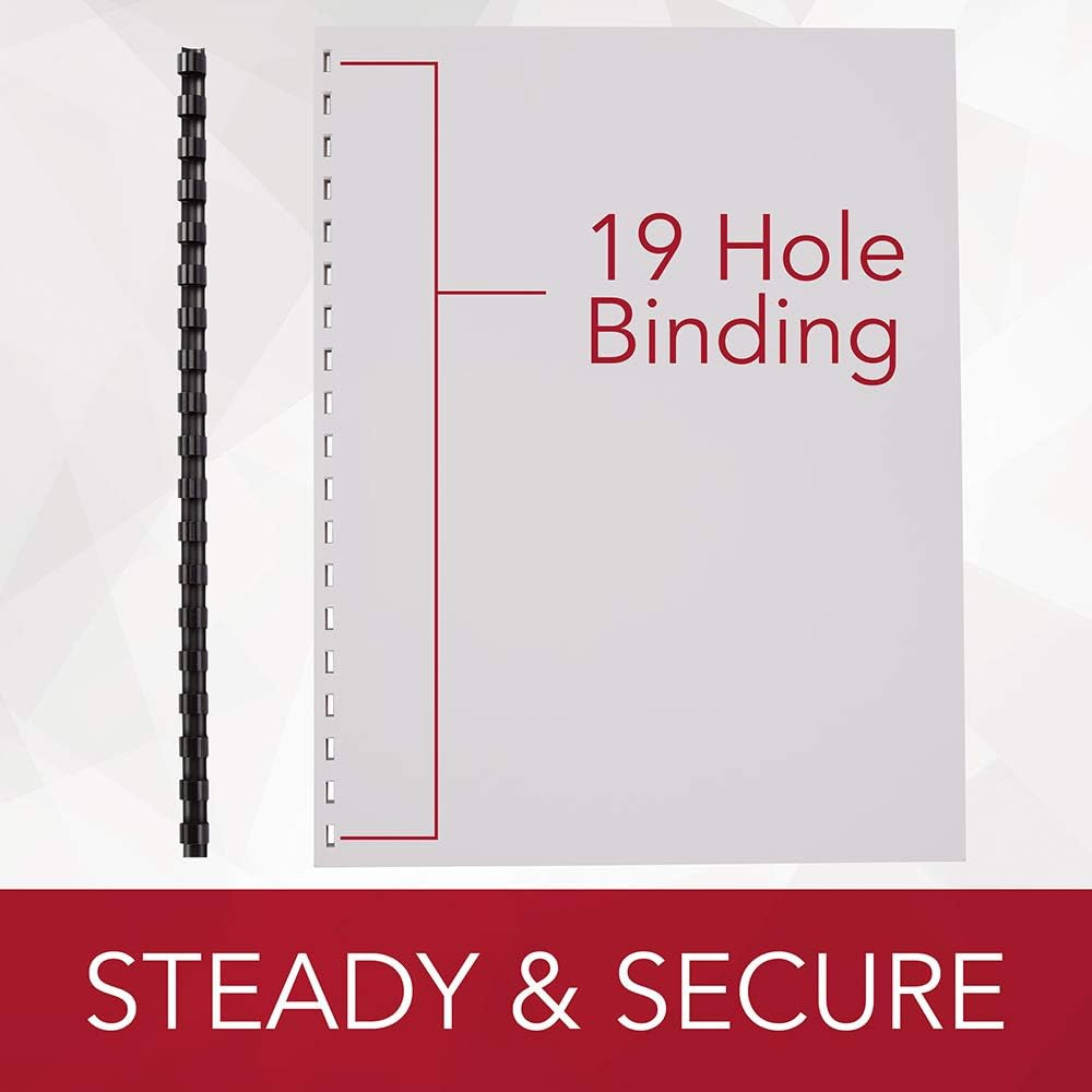 Binding Spines/Spirals/Coils, 1/2" Diameter, 90 Sheet Capacity, CombBind, Black,