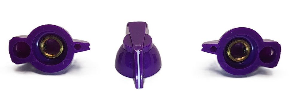3x Purple Chicken Head Knobs with Brass Insert and Set Screw