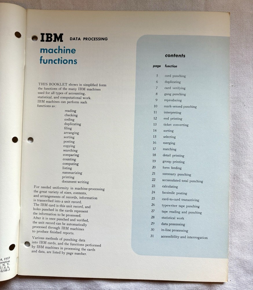 1955 IBM Electronics Machine Functions Book Vintage Original 1950