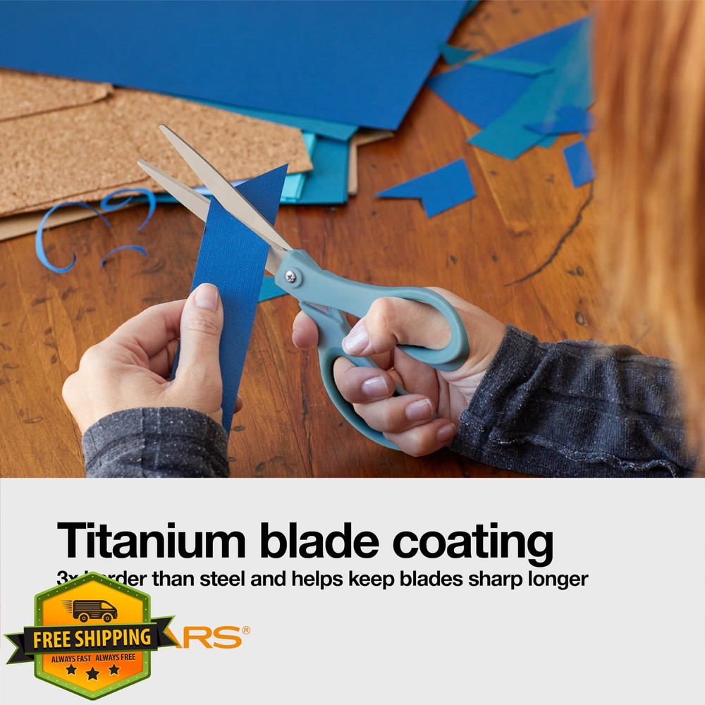 Fiskars 8'' Comfort Grip Titanium Scissors Multipurpose 3-Pack Multicolor