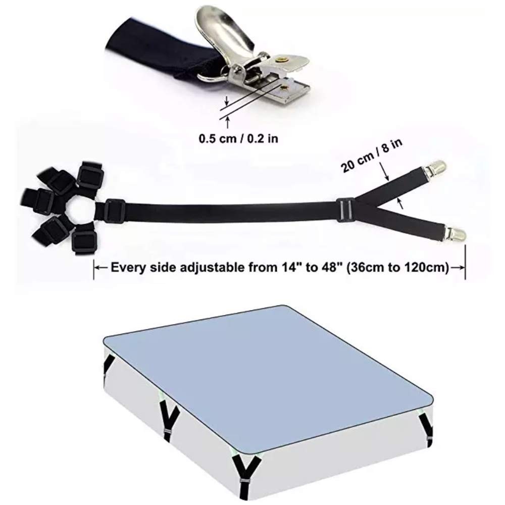 2Pack Bed Sheet Straps,Adjustable Elastic Fitted Sheet Straps, Crisscross Bed...