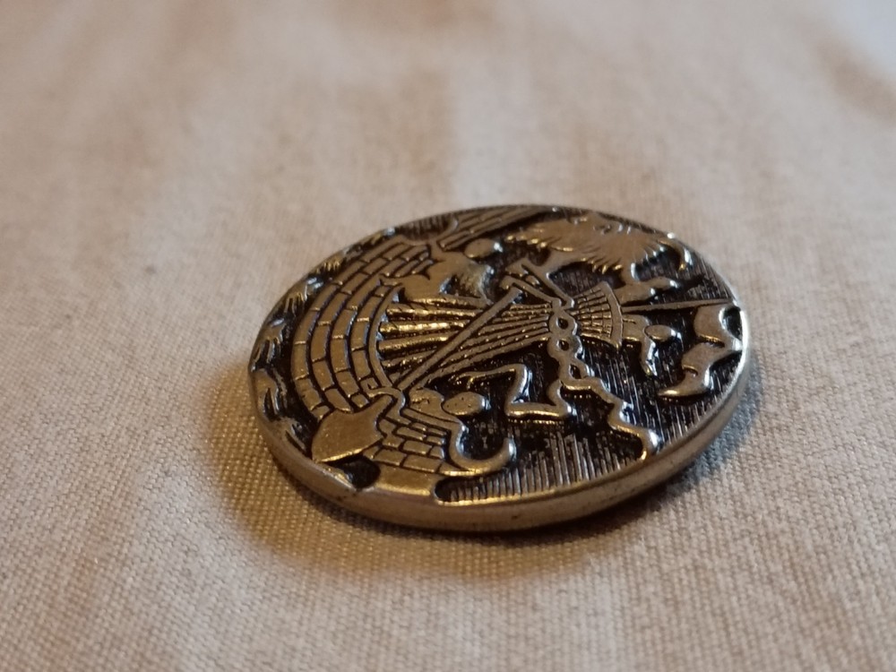 Antique Ship Metal Picture Button.