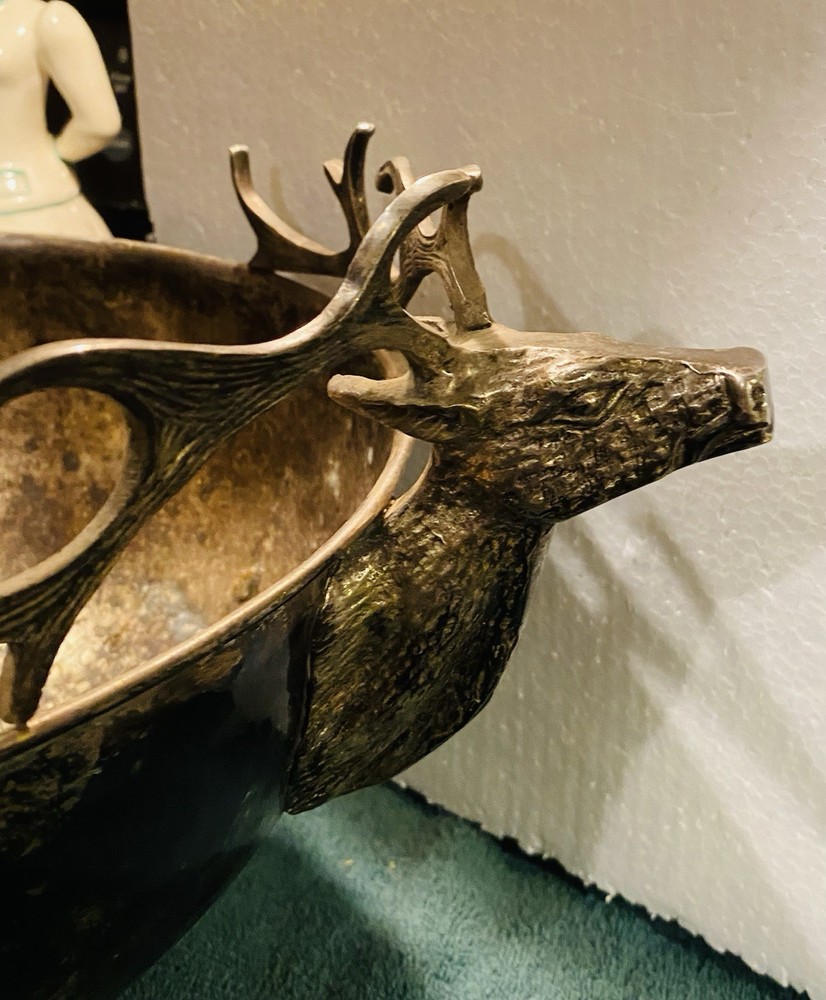 VINTAGE Silver Plate ANDREA by SADEK Centerpiece Elk Deer Bowl