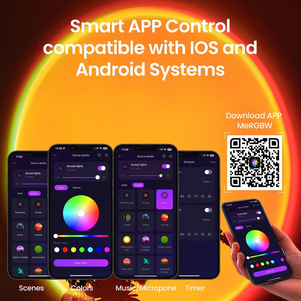 XEBKOR Sunset Lamp Projector Multicolor Changing LED Projection