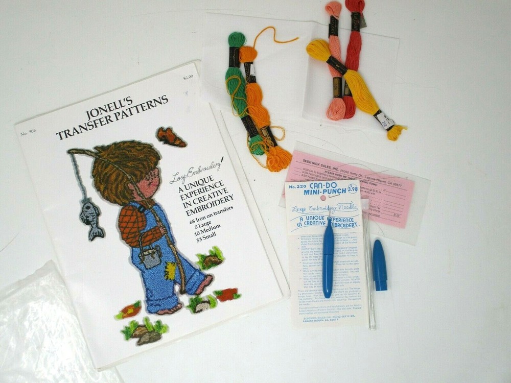 Loop Embroidery Jonell's Transfer Patterns Book and Instructions Vintage Craft