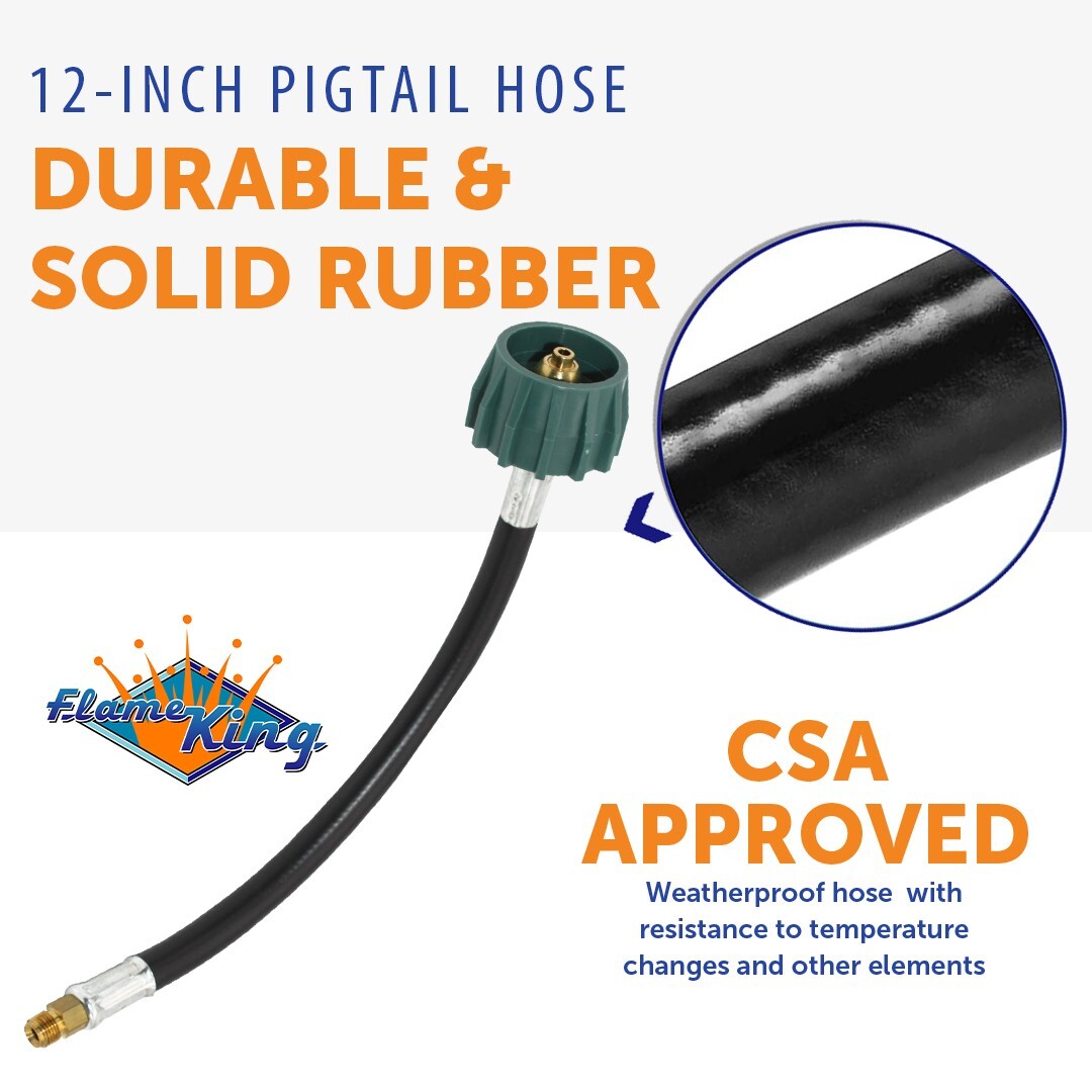 Pair (2) RV 12" Pigtail Propane Gas Hose Tank Connector Trailer