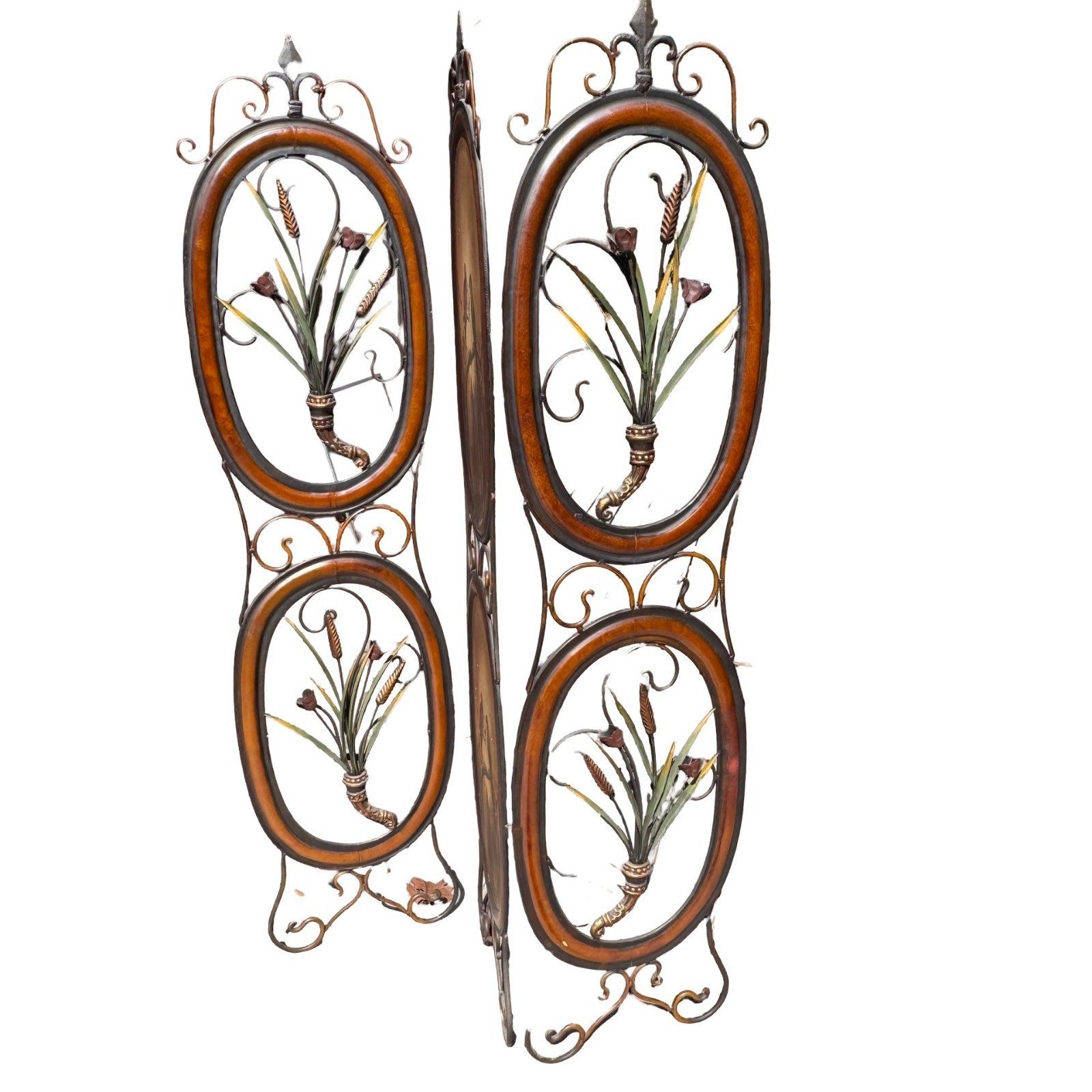 Tropical Parrots Decorative Iron Folding Screen Room Divider Painted Panel Birds