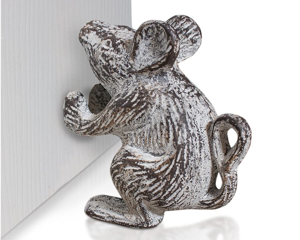 Comfify Cast Iron Mouse Door Stop – One Vintage Rustic Large, Antique White