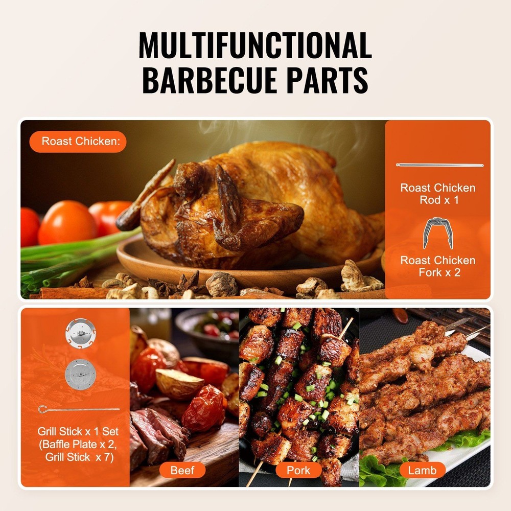 Complete Electric Doner Grill Kit 360° Turn Rotating Chicken Function