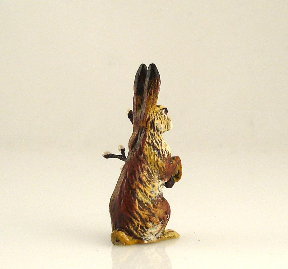 Vienna Bronze Sitting RABBIT with CATKINS Bermann Easter Bunny Cold Painted