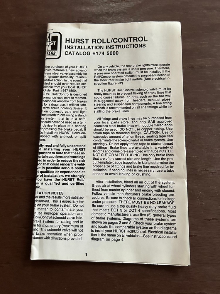 Vintage Hurst Shifter Roll  / Control Line Lock Installation Instructions