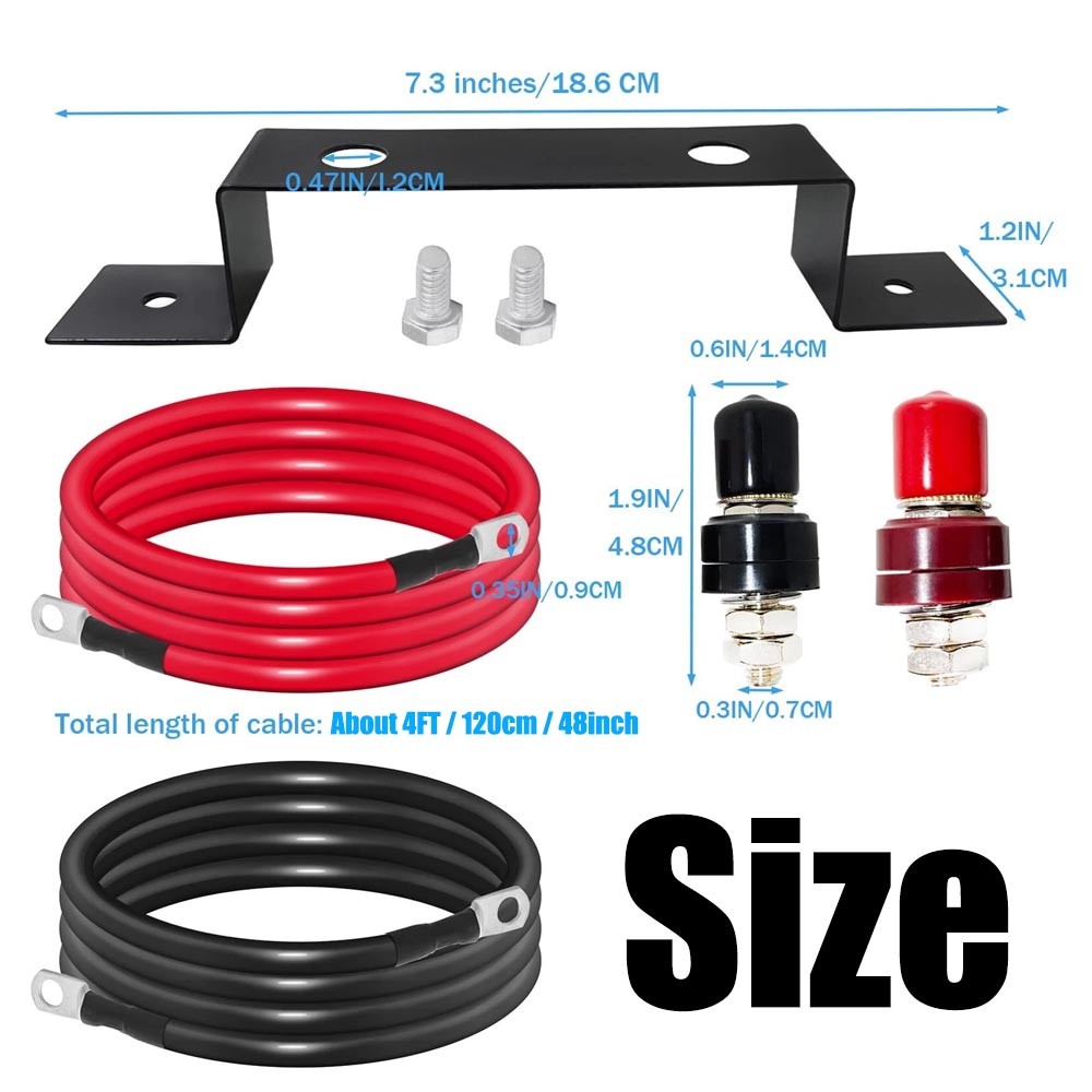 Battery Jump Post Kit Waterproof Remote Battery Jumper Terminals W/Cable & Mount